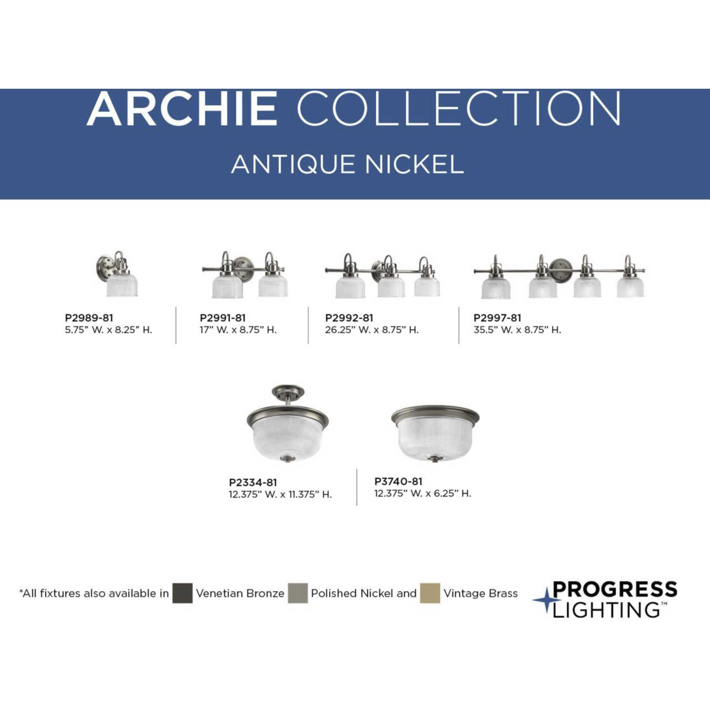 Archie 3 Light 26.25 inch Antique Nickel Bath Vanity Wall Light
